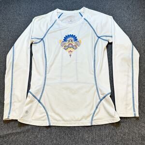 Athleta Rash Guard Long Sleeve Shirt Women's S White with Blue Front‎ Graphic